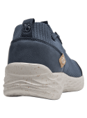 zapatilla azul casual de mujer con patrón rugoso en la suela que mejora la tracción y adherencia al suelo.