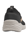 Zapatilla negra casual para mujer, hecha de textil reciclado, con tejido de punto flexible y transpirable para uso diario.
