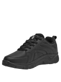 Zapatilla negra urbana para hombre, con cordones ajustables y lengüeta acolchada para mayor comodidad.