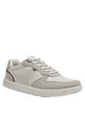 zapatilla blanca para hombre, estilo urbano con suela gruesa y ajuste personalizado gracias a los cordones.