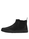 Botín Chelsea negro de cuero para hombre, con diseño simple y elegante, perfecto para un estilo casual y sofisticado.
