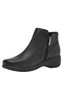 Botín casual de cuero negro, suela gruesa antideslizante para estabilidad, perfecto para caminar en la ciudad.