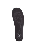 Zapatilla negra masculina de corte bajo, combinando materiales lisos y gamuza, adecuada para el uso diario en la ciudad.