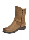 Bota casual camel de cuero con punta redondeada, brindando comodidad y elegancia para el uso diario en la ciudad.