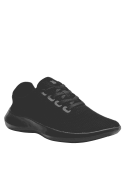 Zapatilla negra de mujer con suela que proporciona tracción óptima, ideal para diversas superficies en ambientes urbanos.
