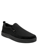 zapatilla negra informal masculina, estilo juvenil y suave al tacto, perfecta para el día a día.
