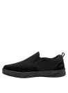 zapatilla negra de material sintético, taco plano de 4.2 cm y punta redonda para máximo confort.