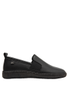 zapato casual de cuero negro para mujer, estilo minimalista y funcional, cómodo y moderno.