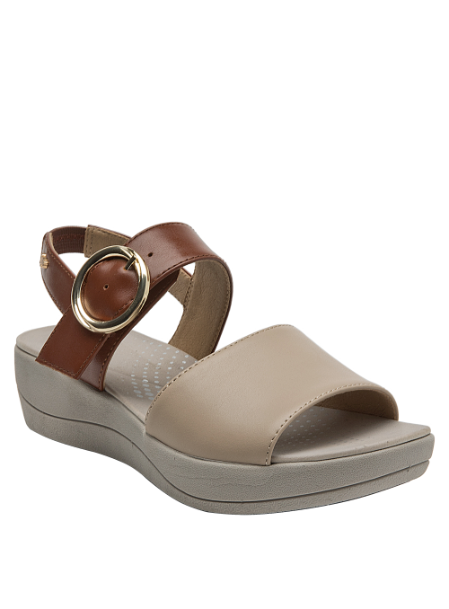 Sandalia de cuero para mujer multicolor, con diseño minimalista y textura lisa de alta calidad.