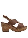 Sandalia bohemia de cuero camel con plataforma cómoda, ideal para salidas informales.