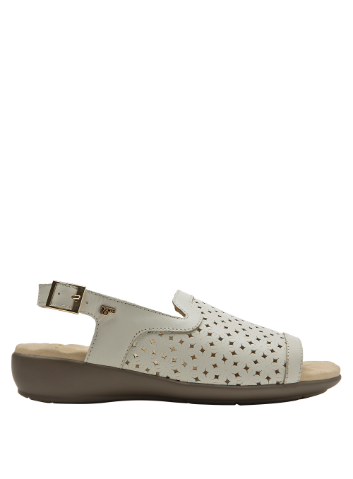 Sandalia de cuero crema para mujer 16 HRS casual elegante