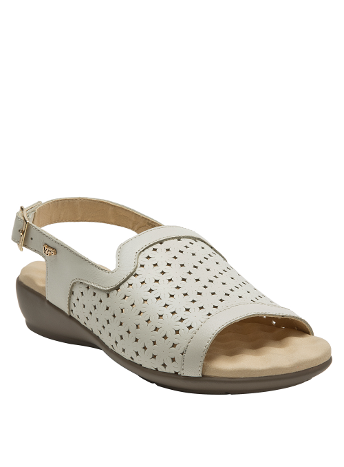 Sandalia de cuero crema para mujer 16 HRS casual elegante