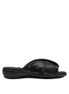 Sandalia negra de cuero para mujer, diseño funcional y elegante.