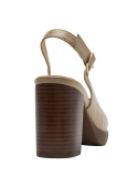 Sandalia de cuero beige para mujer, versátil y combinable, adecuada para el verano.