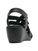 Sandalia casual de cuero negro con textura mixta, ideal para estilo semiformales.