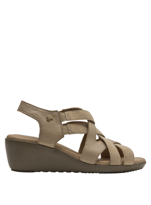 Sandalia de cuero beige para mujer, con suela de plataforma y estilo casual, perfecta para cualquier ocasión.