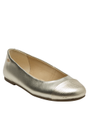 Elegante ballerina de cuero dorado, ideal para reuniones y eventos casuales.