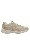 Zapatilla textil beige para mujer, estilo limpio y cómodo para el día a día.