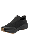 Zapatilla textil negra de mujer, textura de malla para transpirabilidad y estilo versátil.