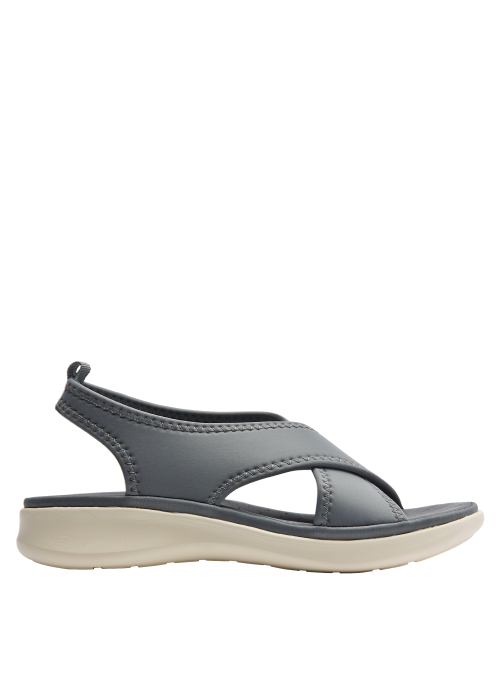 Sandalia gris oscuro versátil para mujer, perfecta para actividades casuales al aire libre.