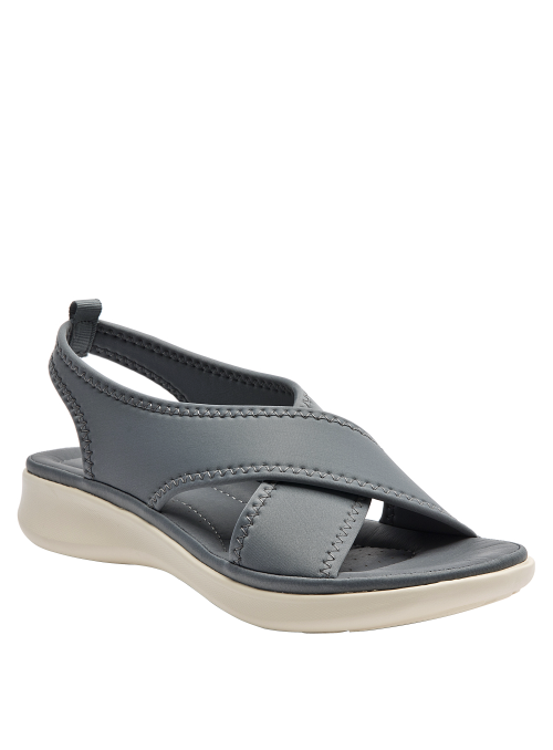 Sandalia gris oscuro versátil para mujer, perfecta para actividades casuales al aire libre.