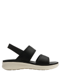 Cómoda sandalia negra con suela contrastante, perfecta para eventos informales.