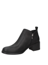 Botín negro de cuero para mujer, diseño casual y elegante con acabado liso y elástico lateral.