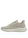 zapatilla textil beige para mujer, estilo sobrio sin adornos excesivos