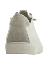 zapatilla blanca de cuero granulada para mujer con detalles en gris claro y cordones a juego