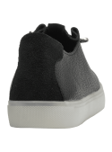 zapatilla negra de cuero texturizado para mujer, diseño deportivo elegante con cordones negros
