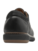 Zapato de cuero negro para hombre, diseño clásico y elegante con cordones y suela gruesa para mayor confort.