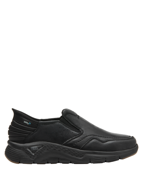 zapatilla elegante de cuero negro para hombre, sin elementos decorativos llamativos, tendencia minimalista