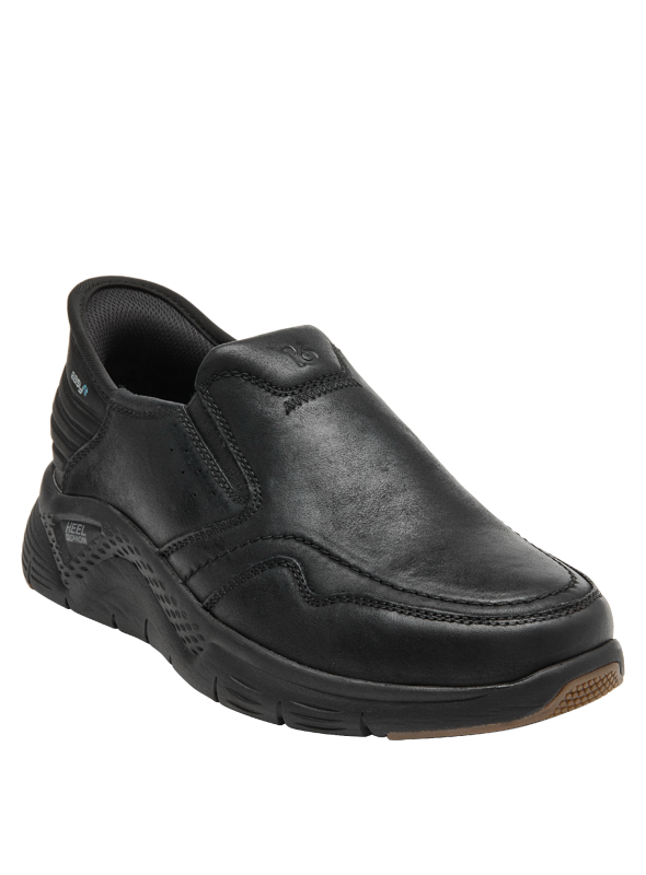 zapatilla elegante de cuero negro para hombre, sin elementos decorativos llamativos, tendencia minimalista