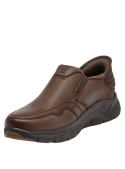 liso cuero café slip-on sin cordones para hombre