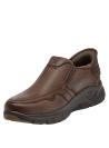 liso cuero café slip-on sin cordones para hombre