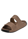 Sandalia casual café para hombre, con cintas ajustables de velcro en material sintético que imita el cuero.