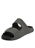 Sandalia gris de hombre con correas anchas y cierre de velcro, estilo casual y minimalista.