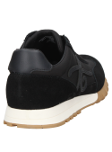 Calzado casual negro para mujer, textura suave y detalle en suela café.