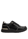 Zapatilla negra de cuero para mujer, diseño minimalista y versátil.