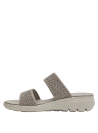 Sandalia gris textil de mujer, taco cuña de 5 cm, estilo deportivo.