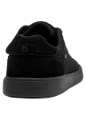 Zapato negro de cuero para hombre con punta redonda y taco plano, diseño clásico y versátil.
