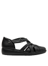 Sandalia negra para mujer combinable con jeans, faldas o vestidos.