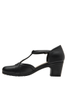 Calzado casual de cuero negro para mujer, con altura de 6 cm y forro de microfibra, perfecto para largas jornadas.