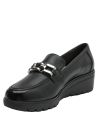 Forro de microfibra en mocasín negro de cuero para mujer, estilo casual.