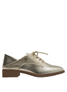 Zapato oxford dorado de cuero para mujer, ideal para ocasiones casuales y elegantes.