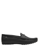 Mocasín de cuero negro, cómodo y ligero, perfecto para un estilo pulido y versátil.