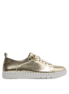 Zapatilla de cuero oro con estilo urbano y acabado limpio, perfecta para días frescos.