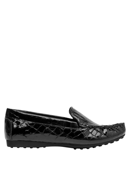 mocasines negros de cuero para mujer, estilo versátil, perfectos para actividades cotidianas.