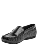 mocasines negros de cuero para mujer, estilo formal, perfectos para trabajo y ocasiones casuales.