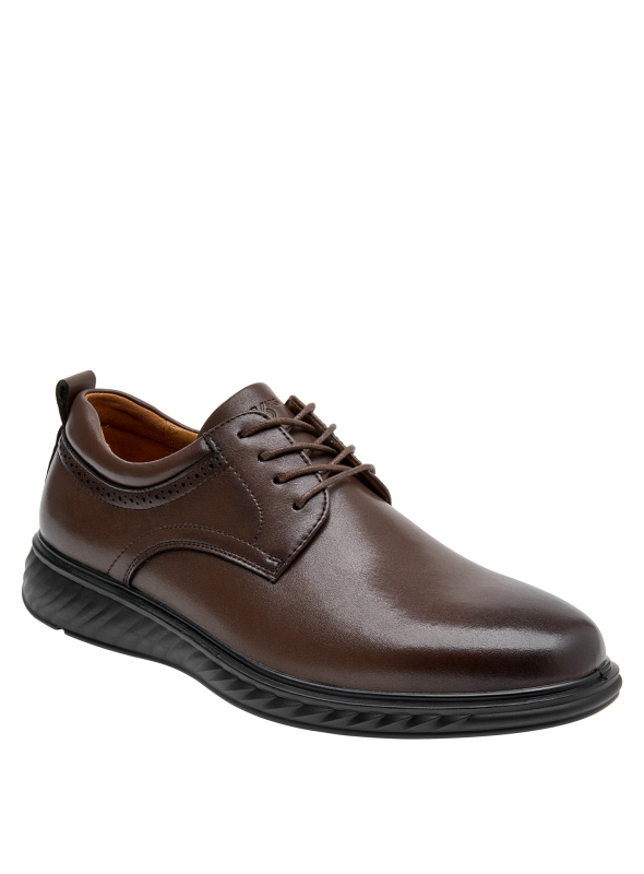 Zapatos de cuero café para hombre, diseño anatómico, perfectos para comodidad diaria en el trabajo.